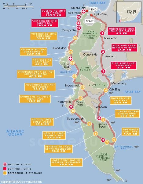 térkép cape argus útvonal