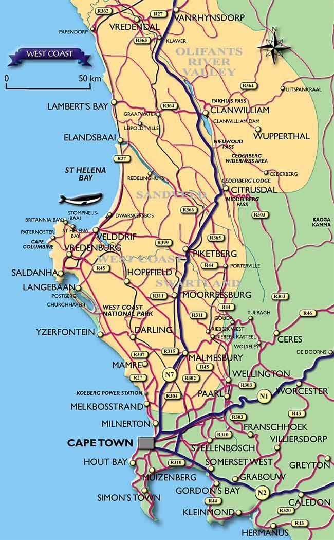 térkép Cape Town tengerpart