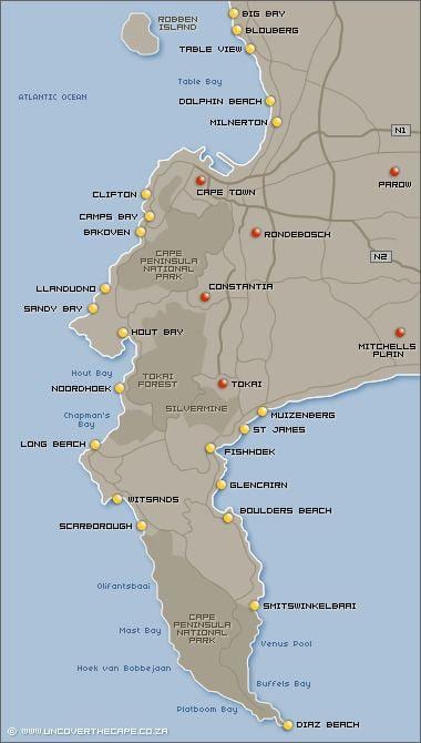 térkép Cape Town tengerpart