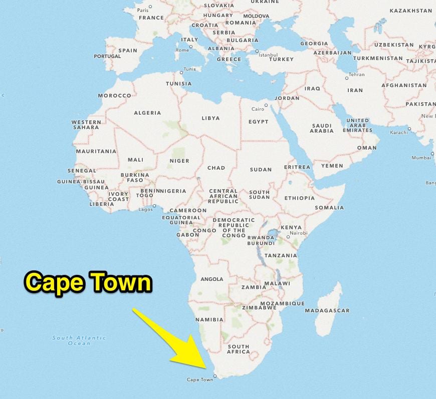 Cape Town elhelyezkedés a világ térkép