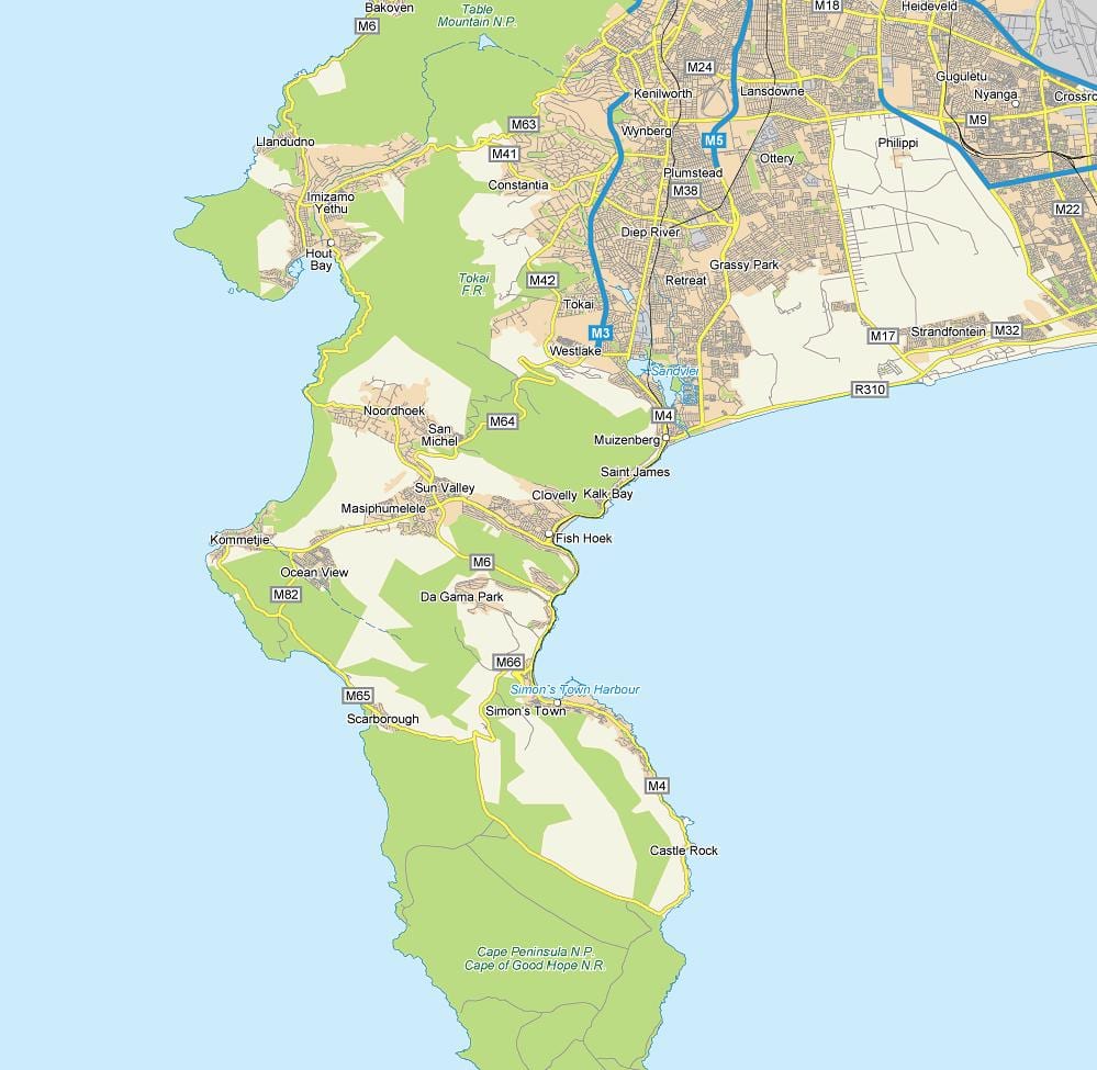 térkép fish hoek Dél-Afrika
