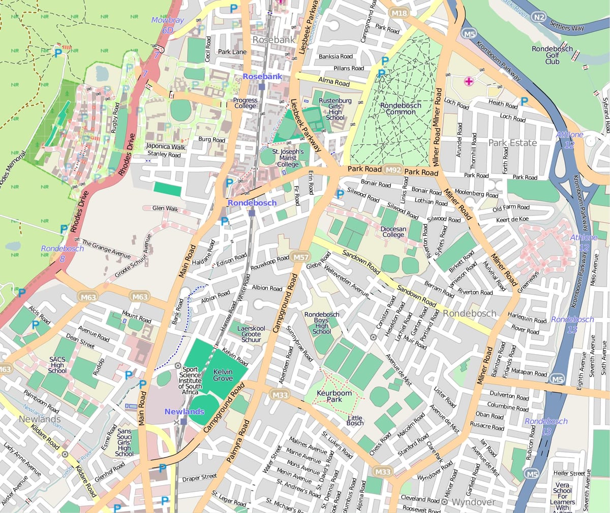 térkép rondebosch Fokváros