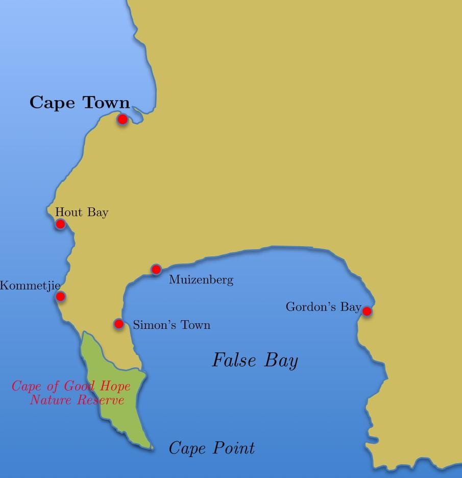 térkép simon ' s town, Dél-Afrika