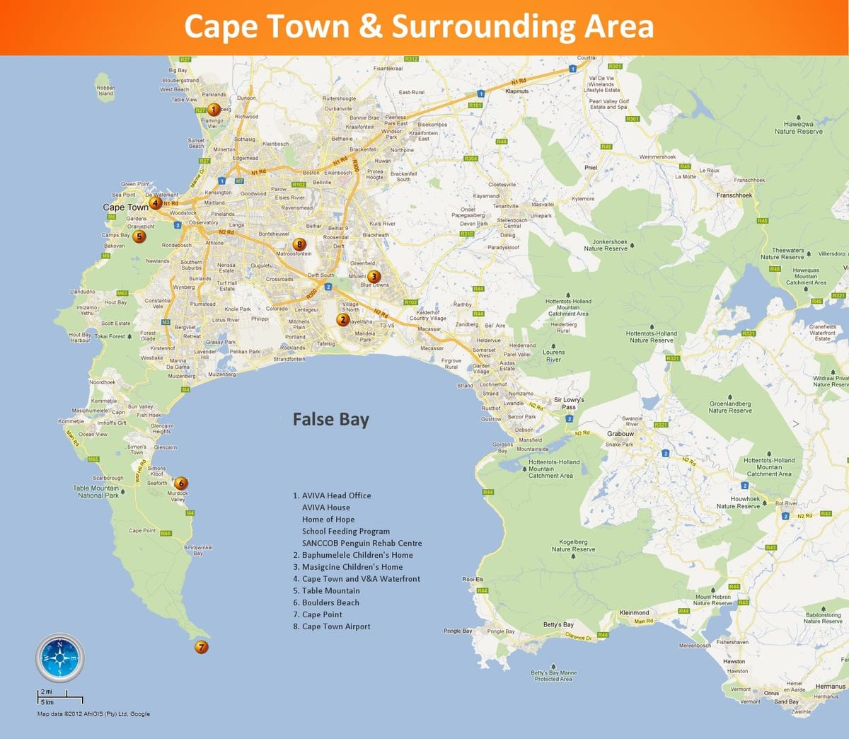 térkép Cape Town & környező területek