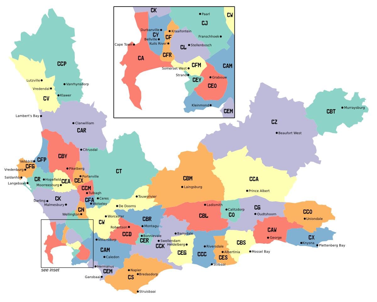 térkép western cape kertváros