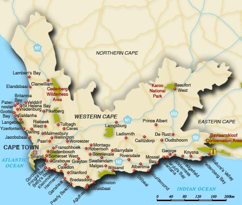 western cape strandok térkép