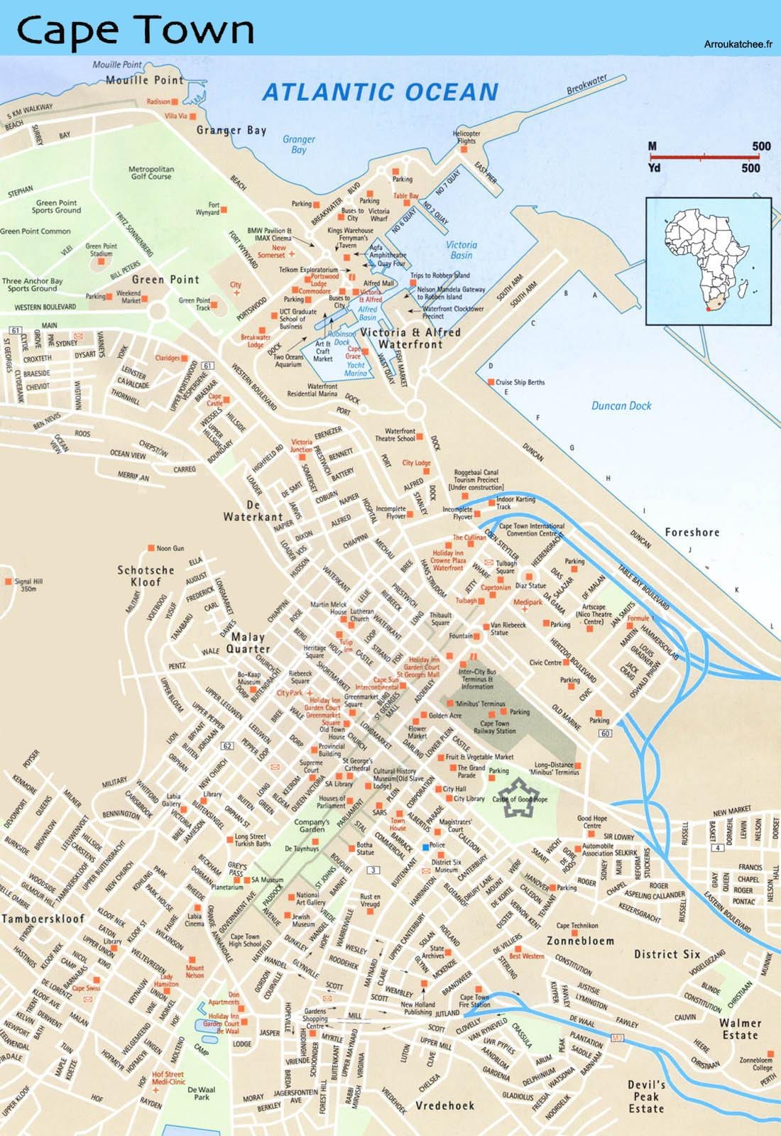 térkép utca térkép Cape Town, valamint a környező területeken