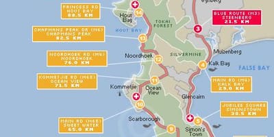Térkép cape argus útvonal