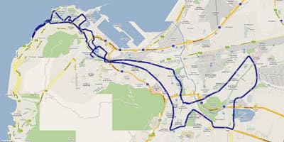 Térkép Cape Town maraton útvonala 