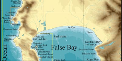 Térkép false bay Fokváros