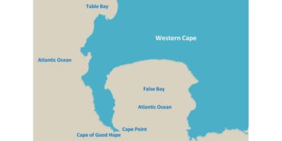 Térkép táblázat bay, Dél-Afrika