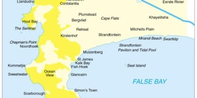 Térkép fok-félsziget Dél-Afrika