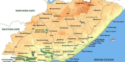 Térkép kelet-Cape Városok