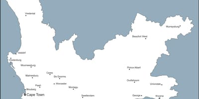 Térkép western Cape Városok