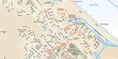 Térkép utca térkép Cape Town, valamint a környező területeken